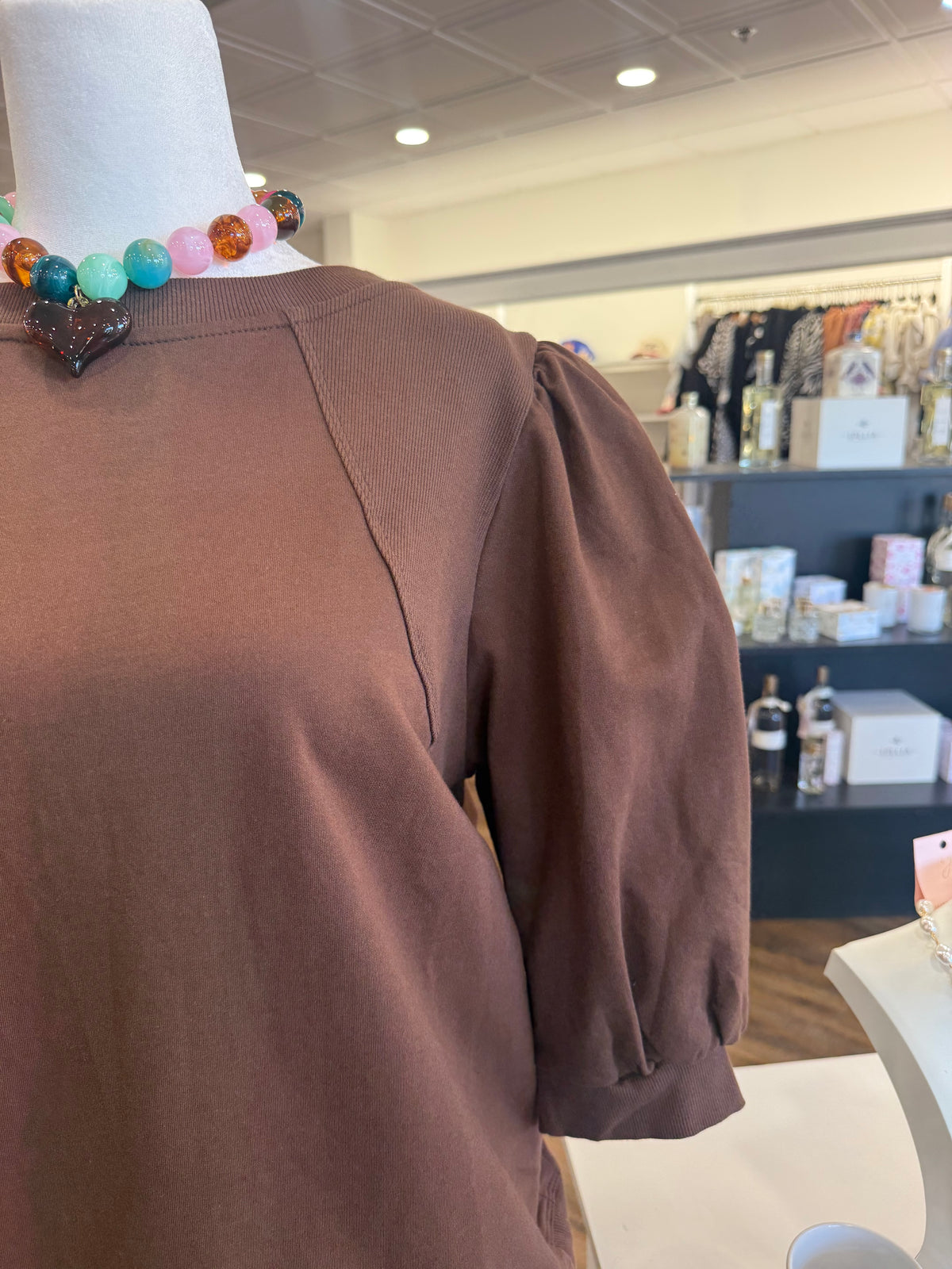 Umgee- Plus Brown French Terry Top