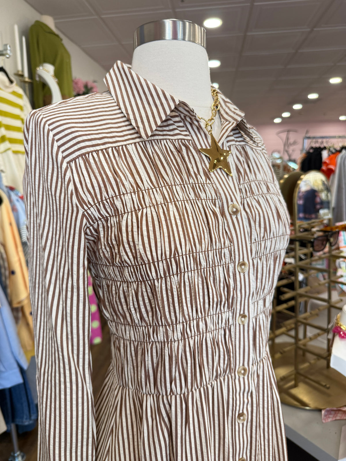 BP- Brown Stripe Collared Dress
