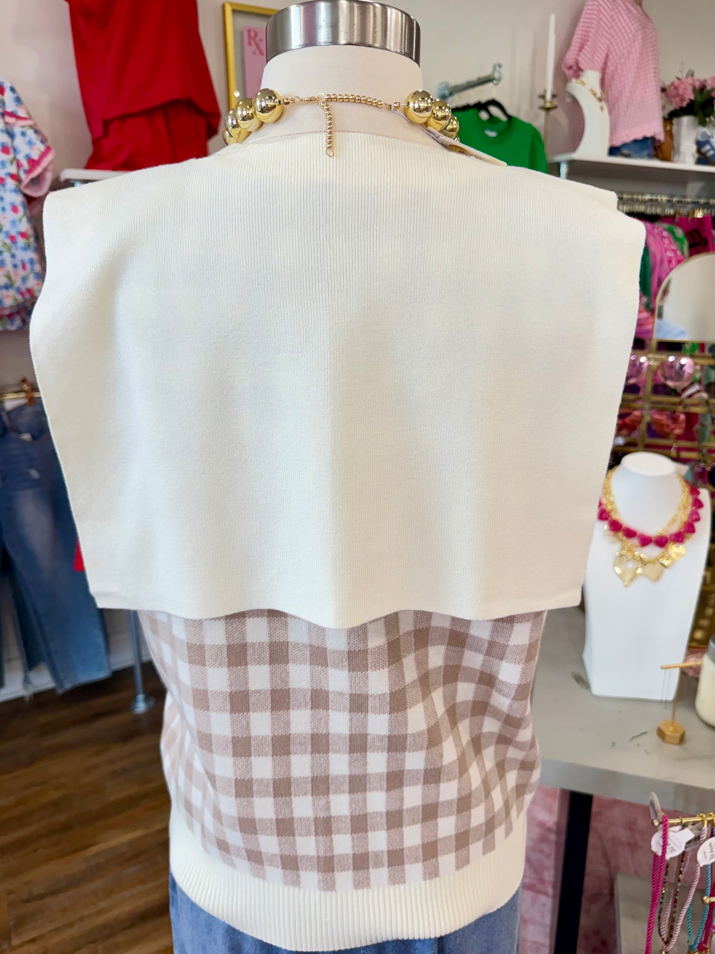 LAS- Plaid Sweater Tank Top