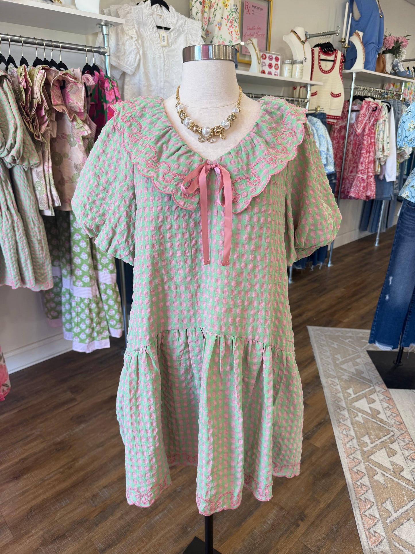 Listicle- Gingham Ruffle BabyDoll Dress