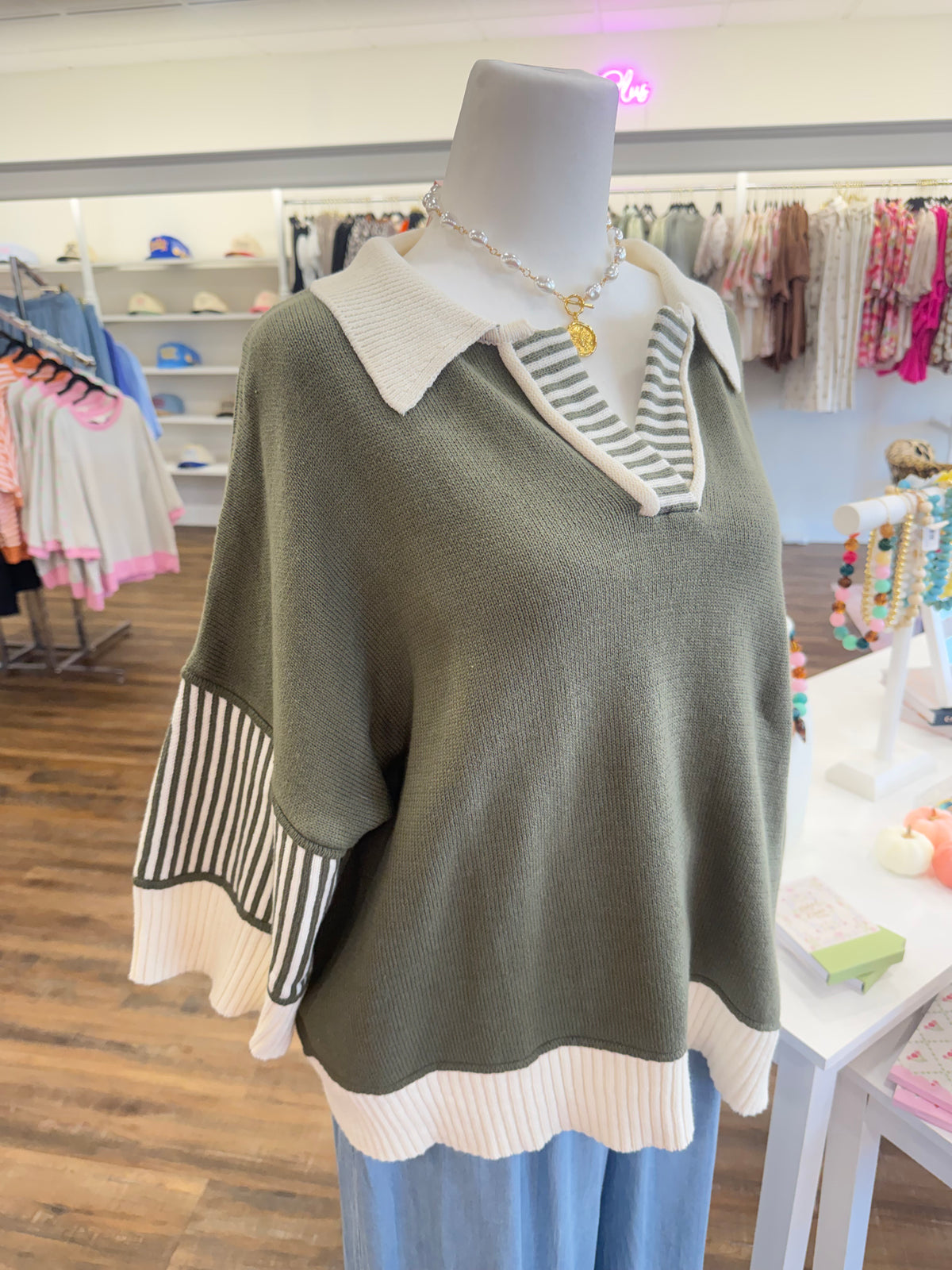 S+S- Plus Olive Sweater Top