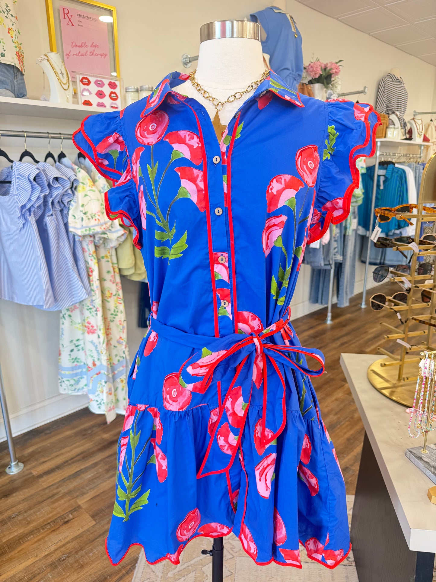 JODIFL Royal Blue Ruffle Dress