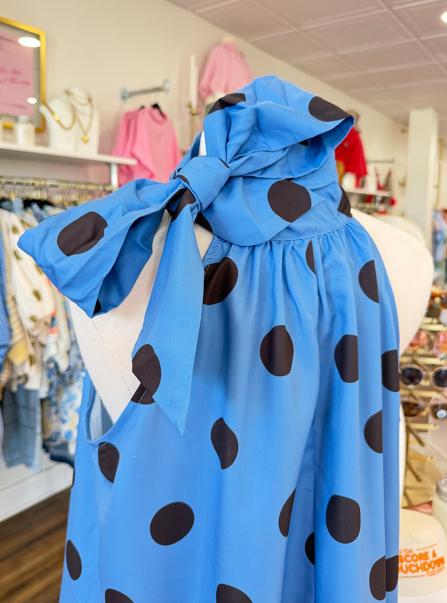Glam- Slate Polka Dot Mini Dress