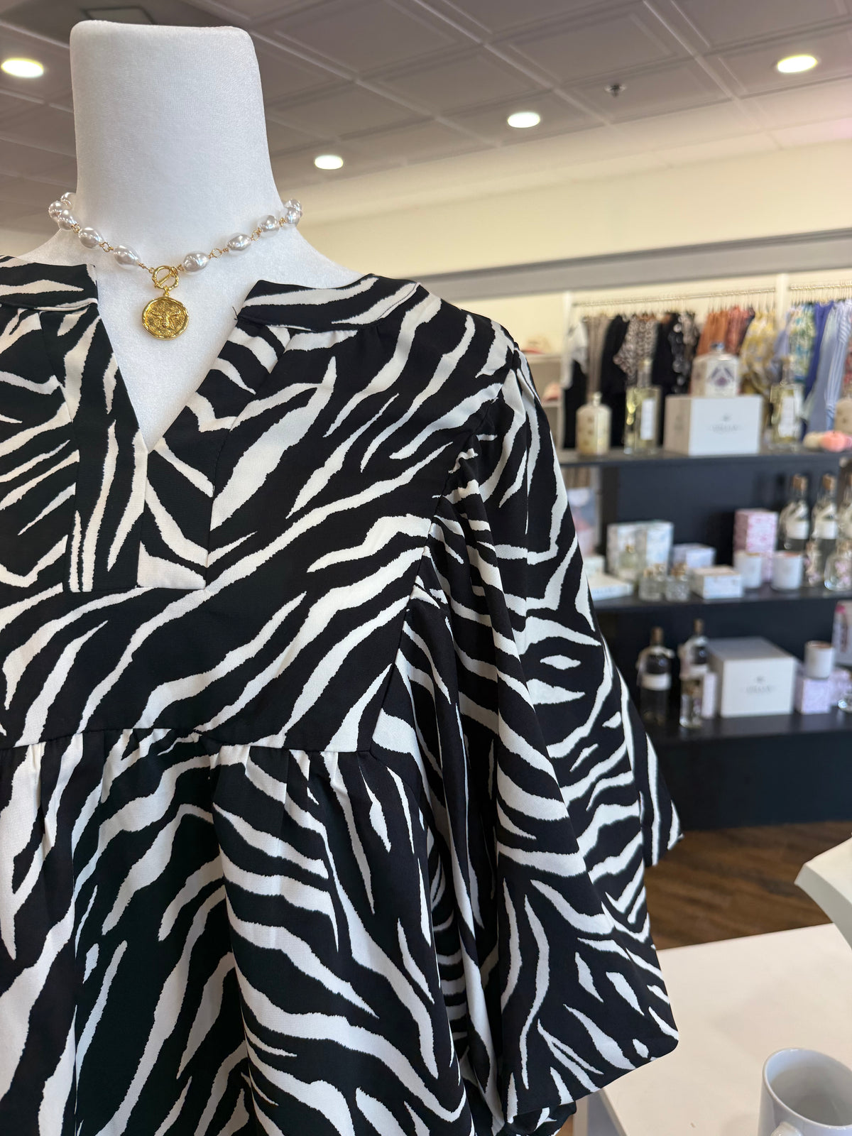 Oddi- Plus Zebra V-neck Top