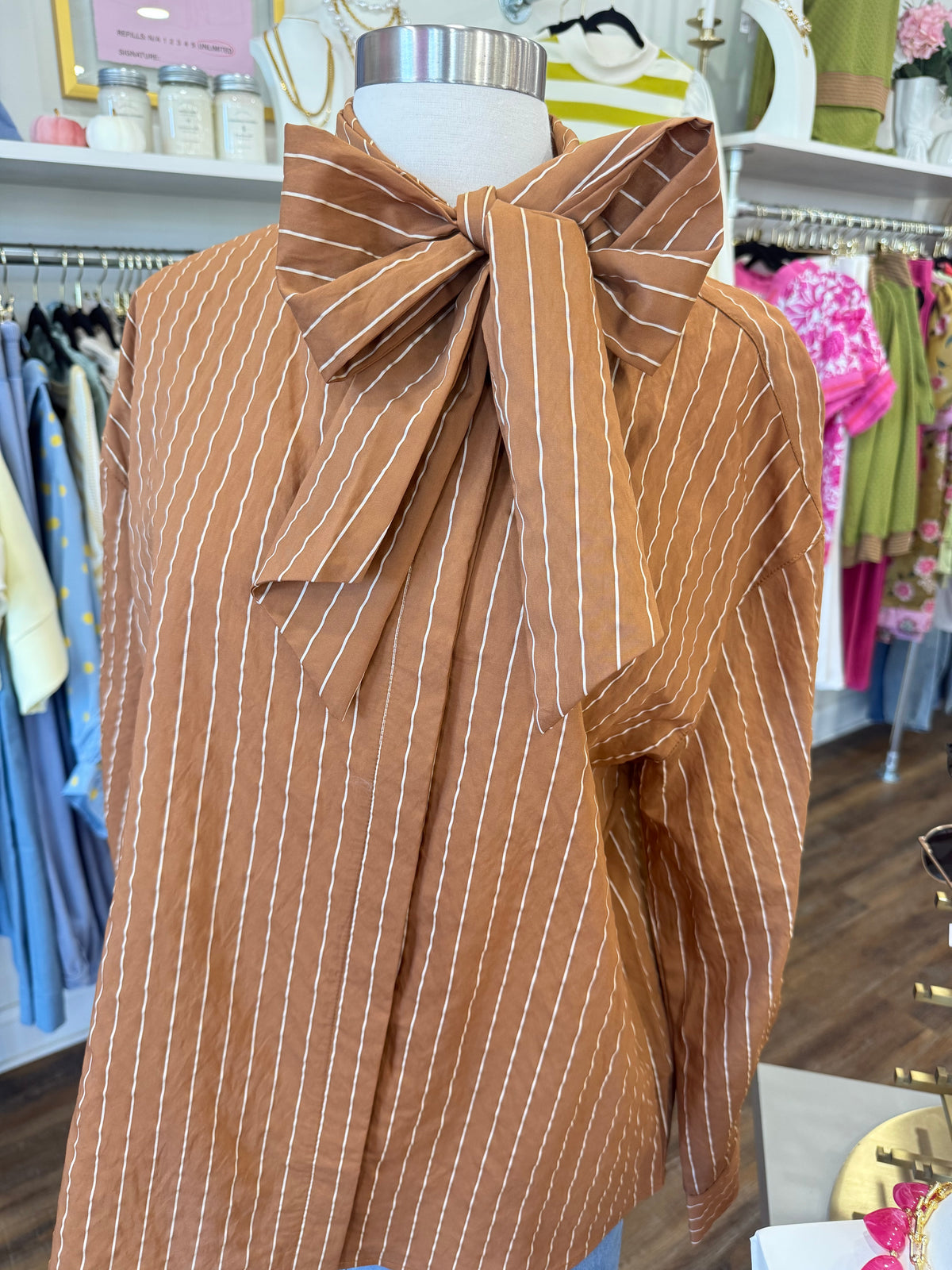 Glam- Camel Stripe Top