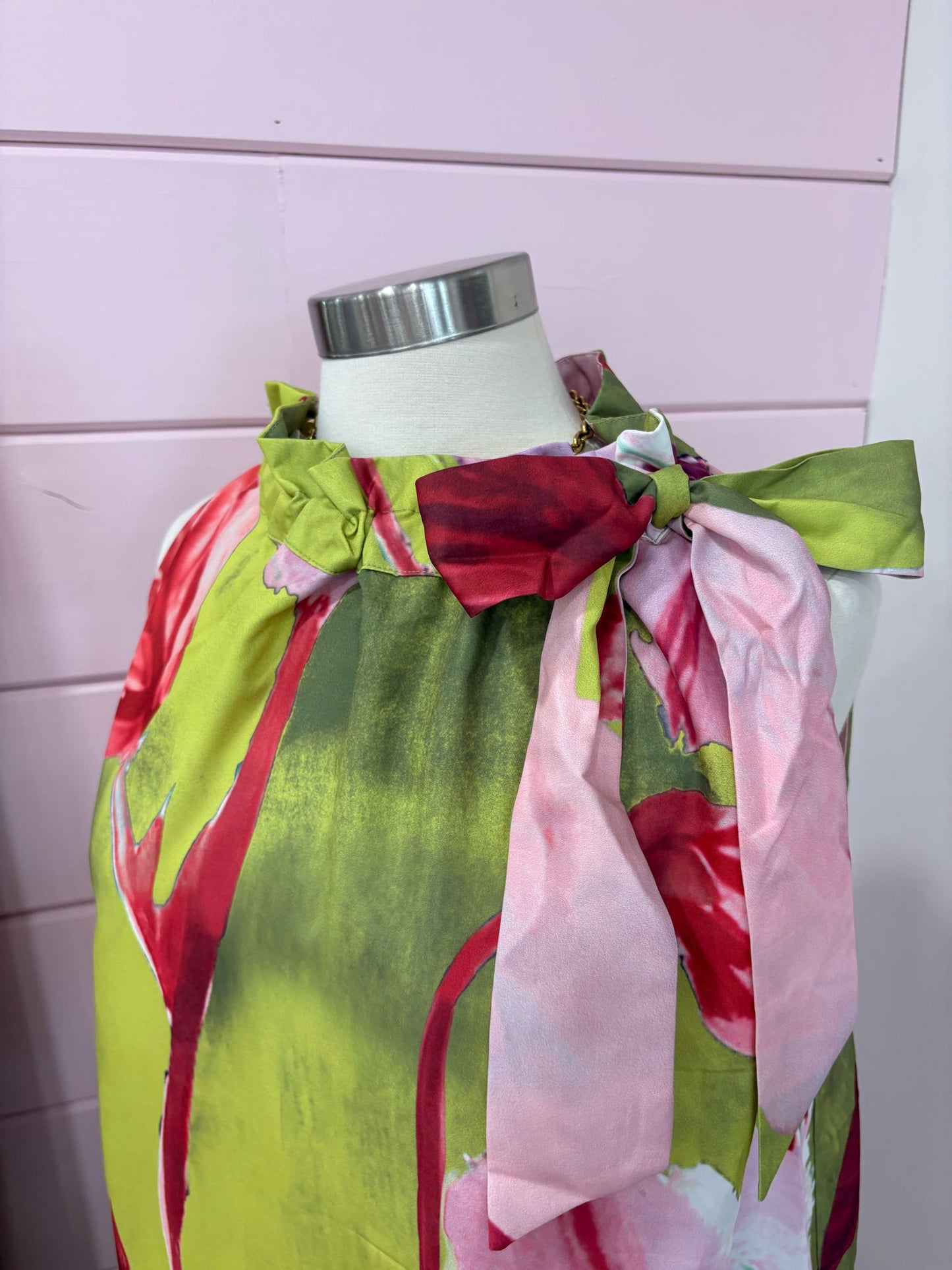 Glam- Lime Floral Mini Dress