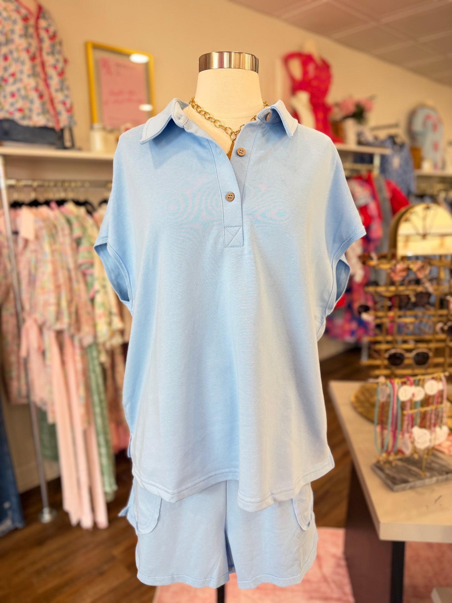 1W- Plus Blue Polo Set