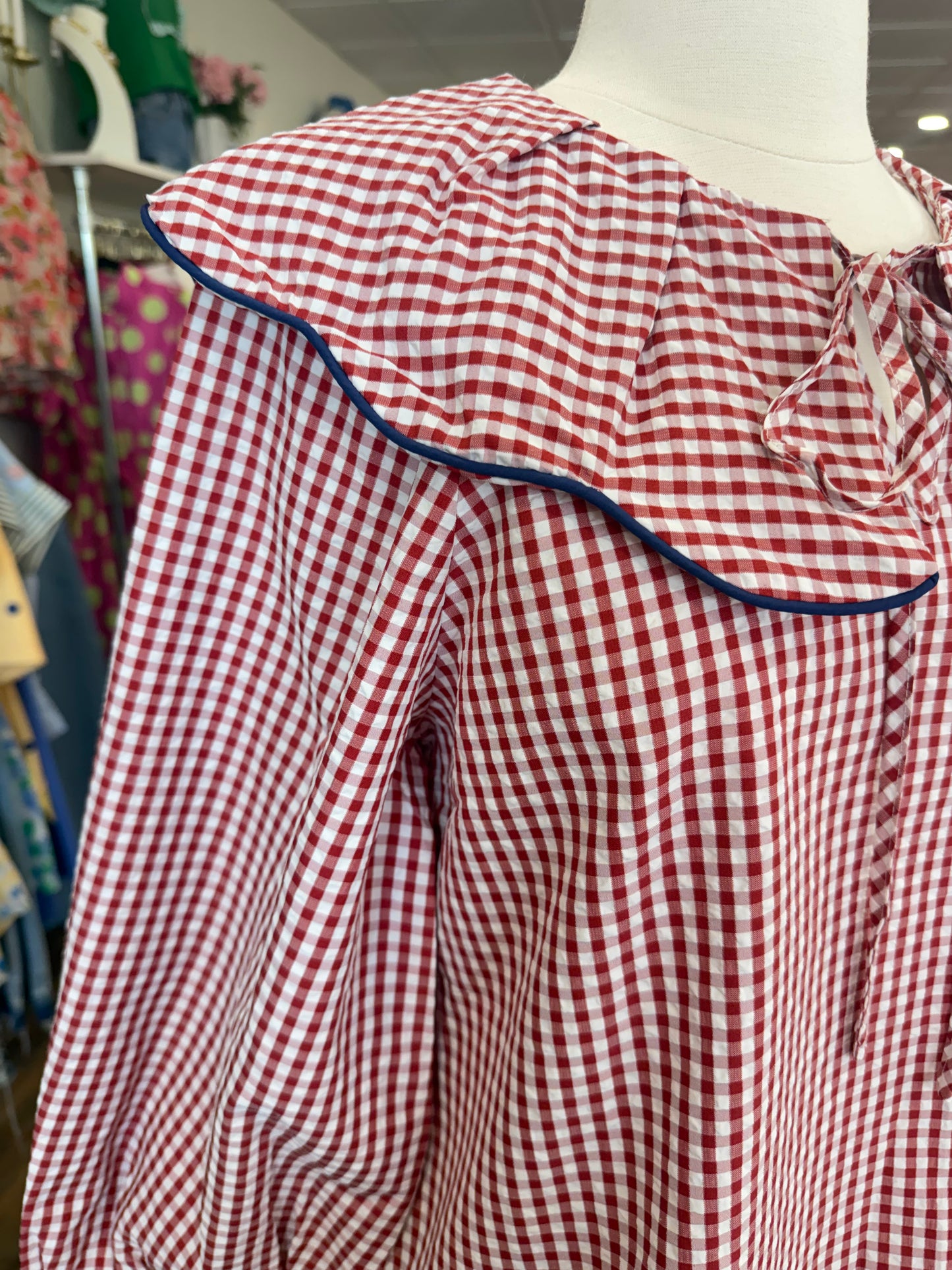 Jodifl- Red Gingham Tie Top
