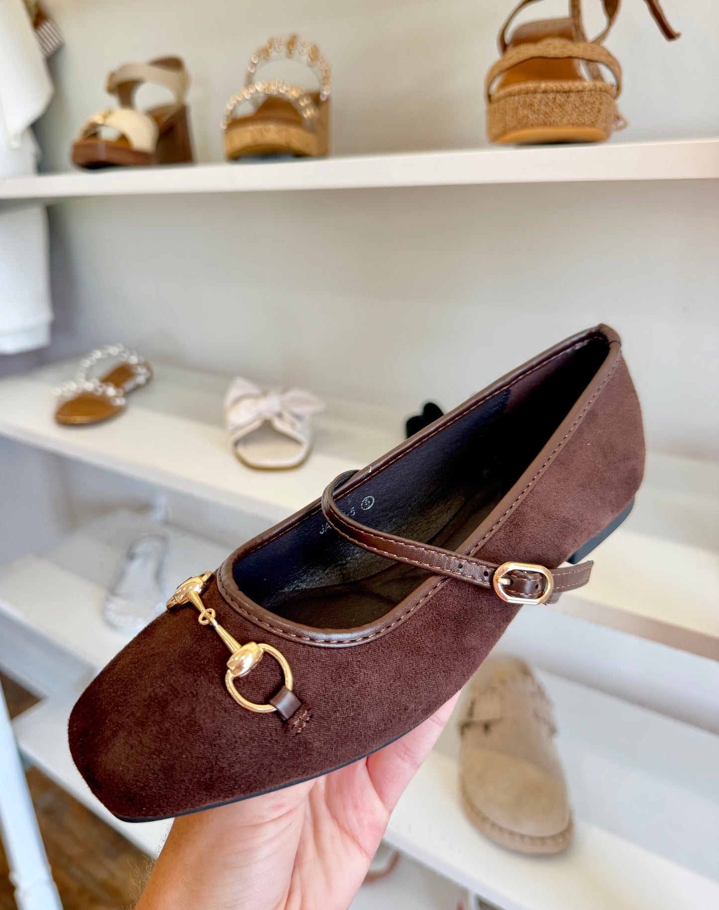 CC- Brown Suede Horsebit Flats