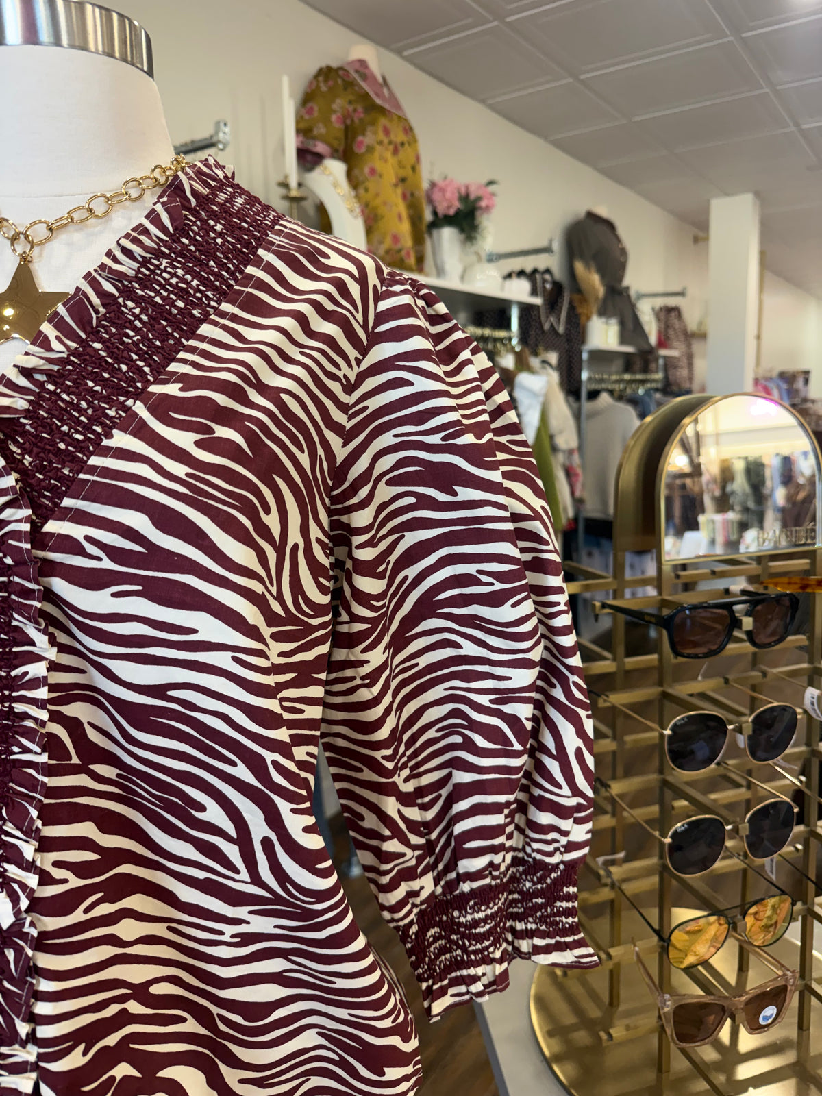 Jodifl- Burgundy Zebra Top