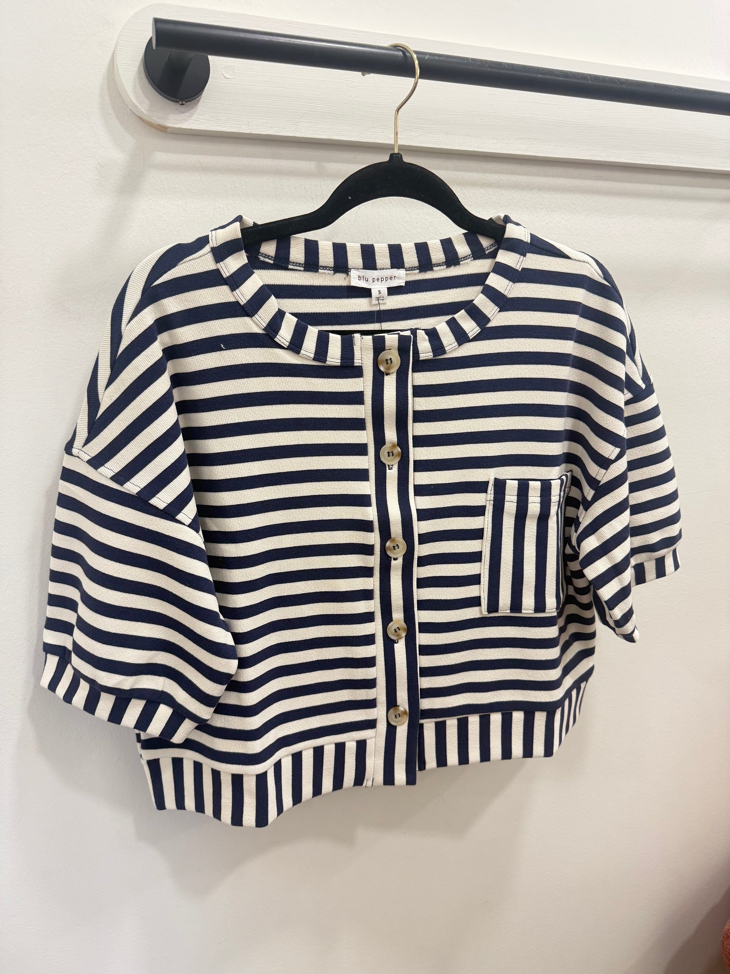 Blue Pepper Navy Stripe Knit Top