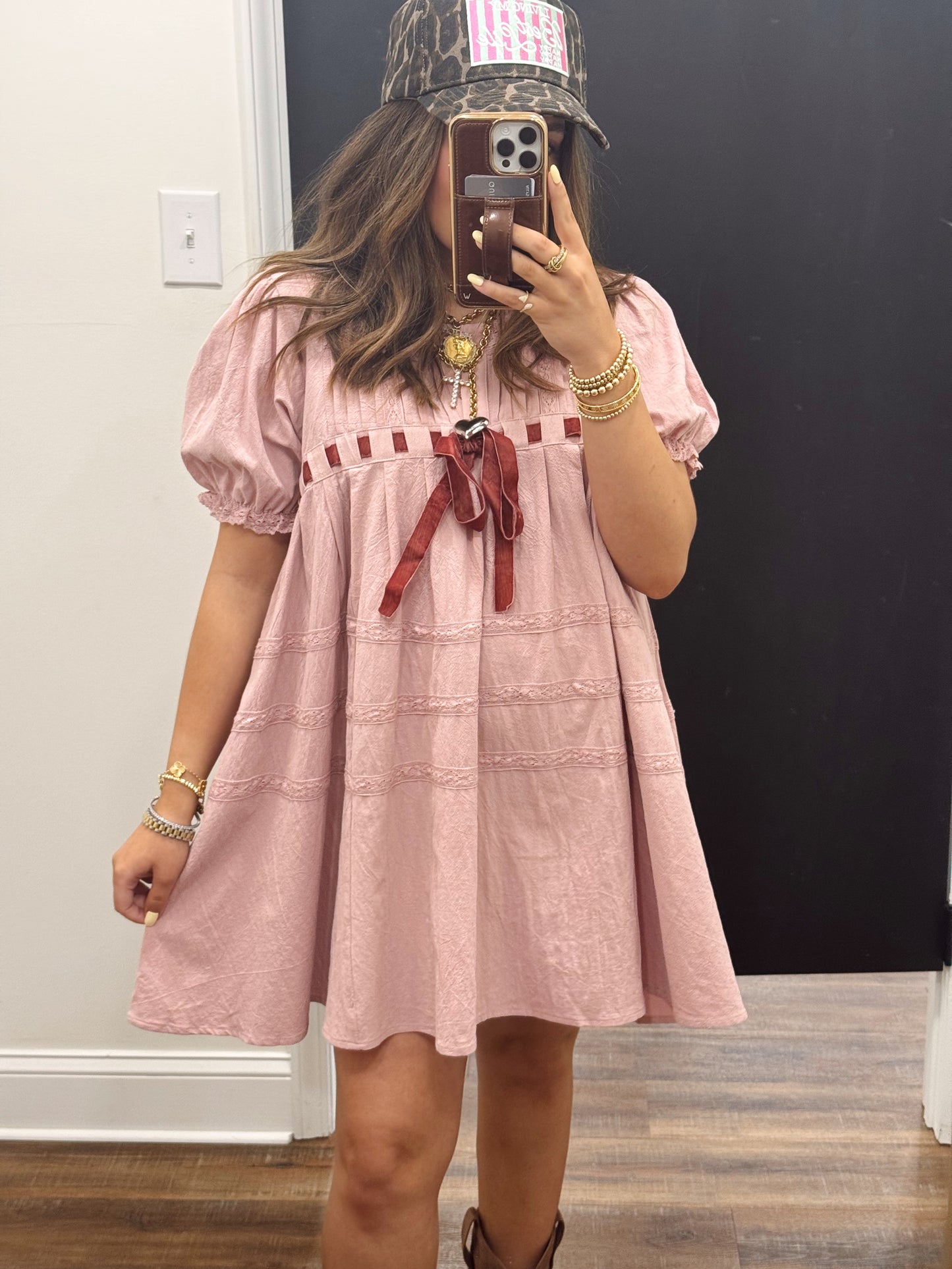Ribbon Lace Mini Dress