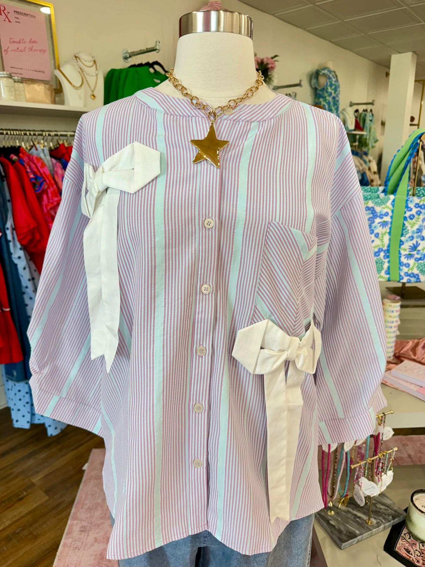 Oddi- Pink Multi Ribbon Top