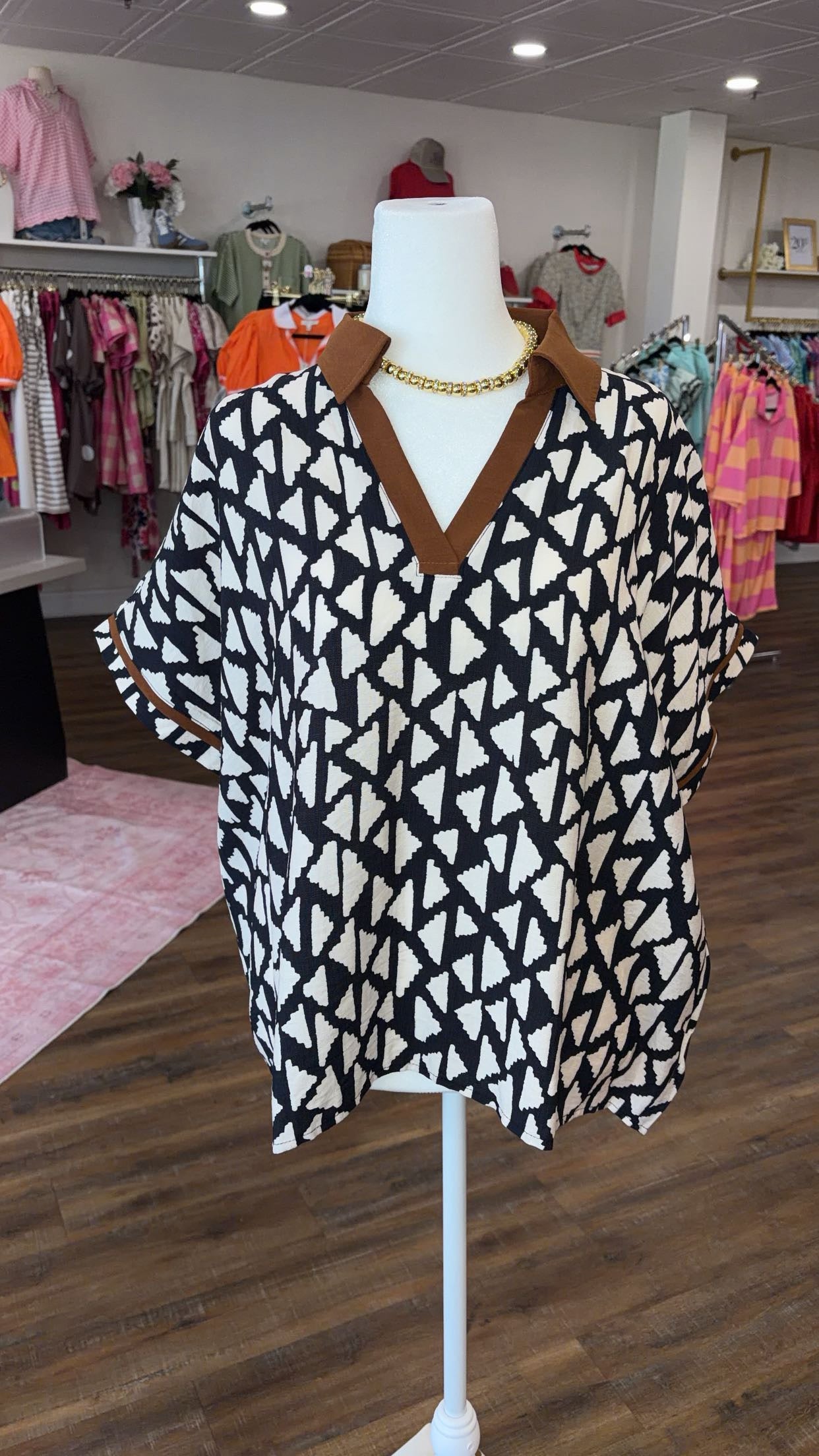 Jodifl- Plus Black & Brown Mix Top