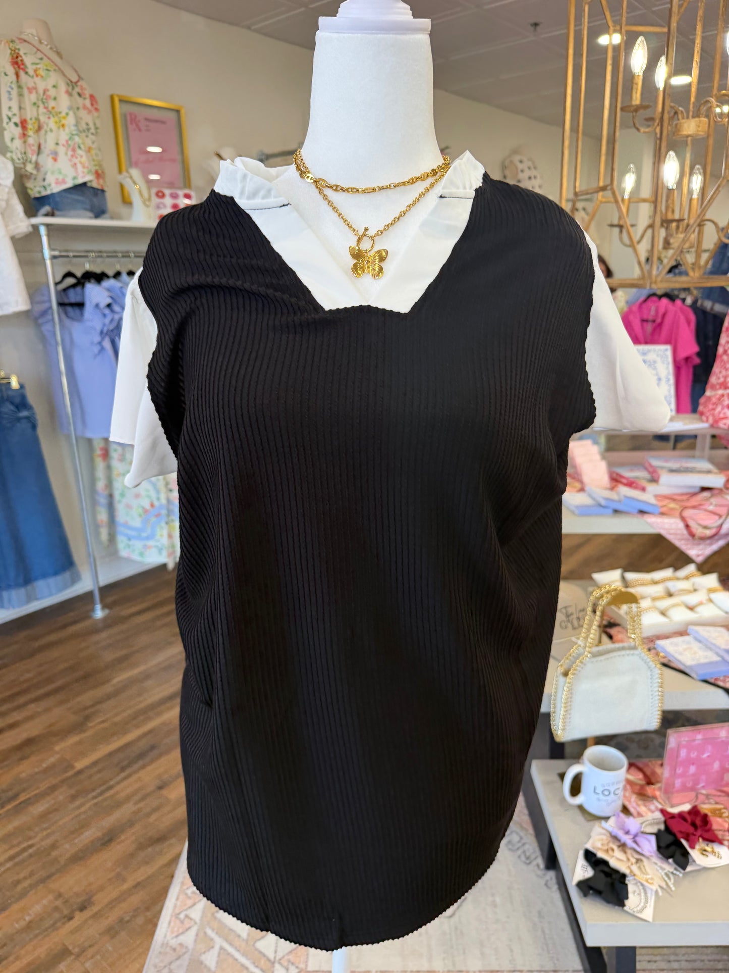 66DISCO Black Frilled Blouse