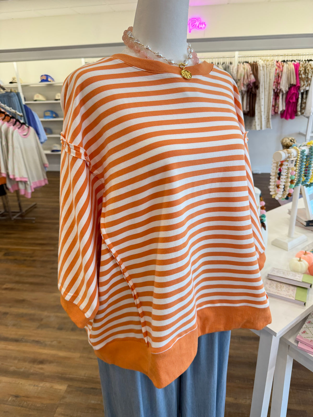 Oddi- Plus Orange Stripe Knit Top