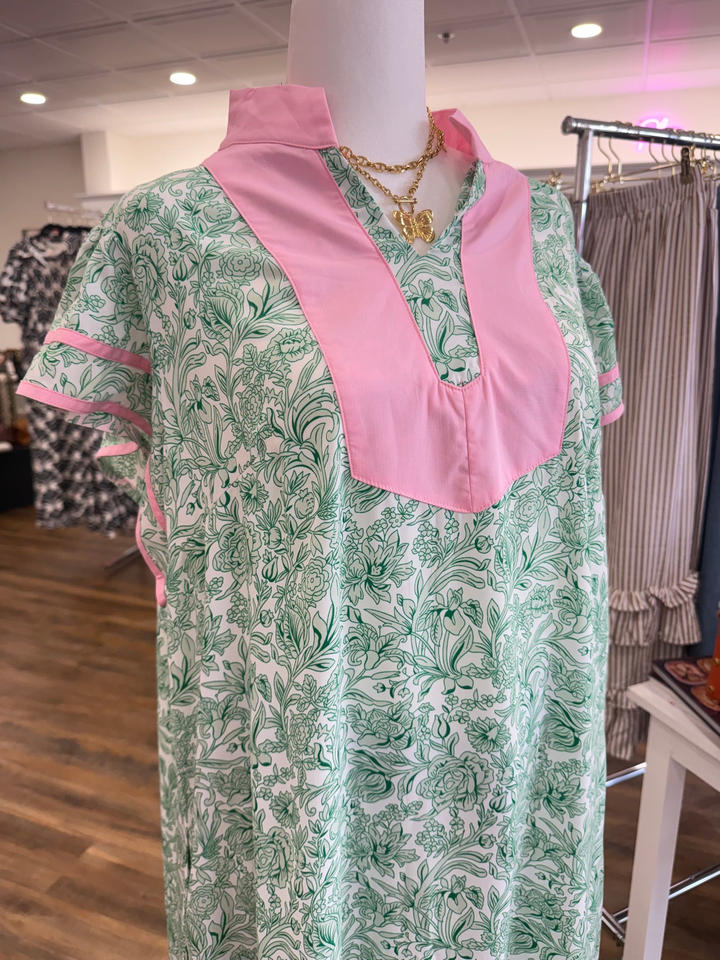66- Plus Green Patchwork Dress
