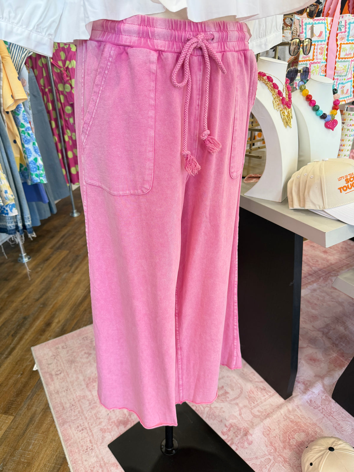 Easel- Barbie Pink Wide Leg Pants