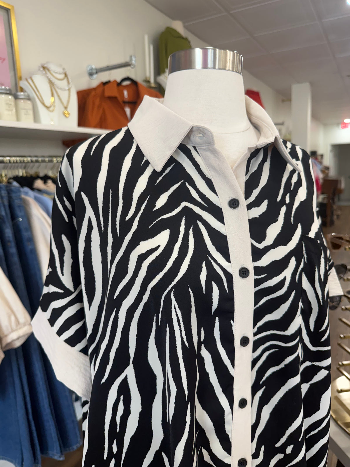 Oddi- Oversized Zebra Midi Dress