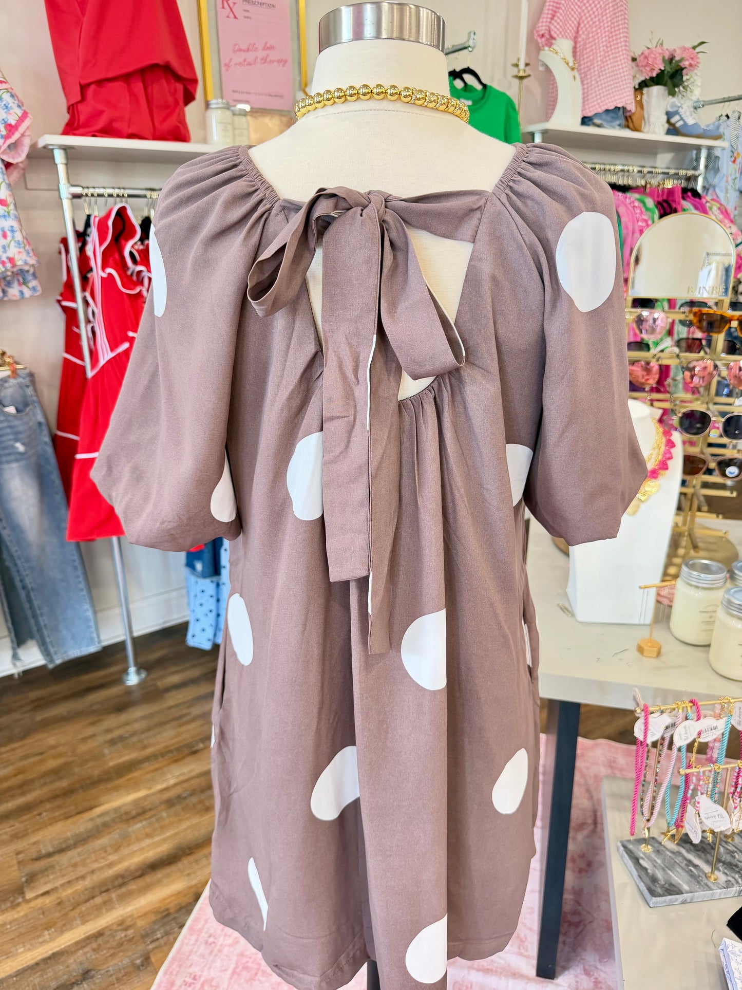 LAS- Brown Polka Dot Dress