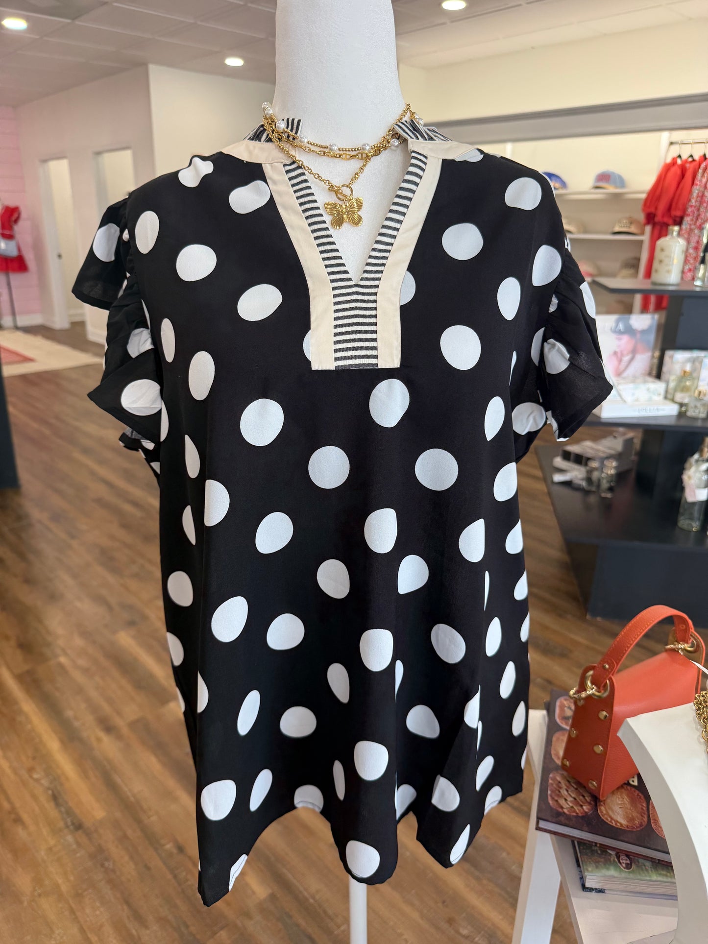 Oddi- Black White Polka Dot Blouse