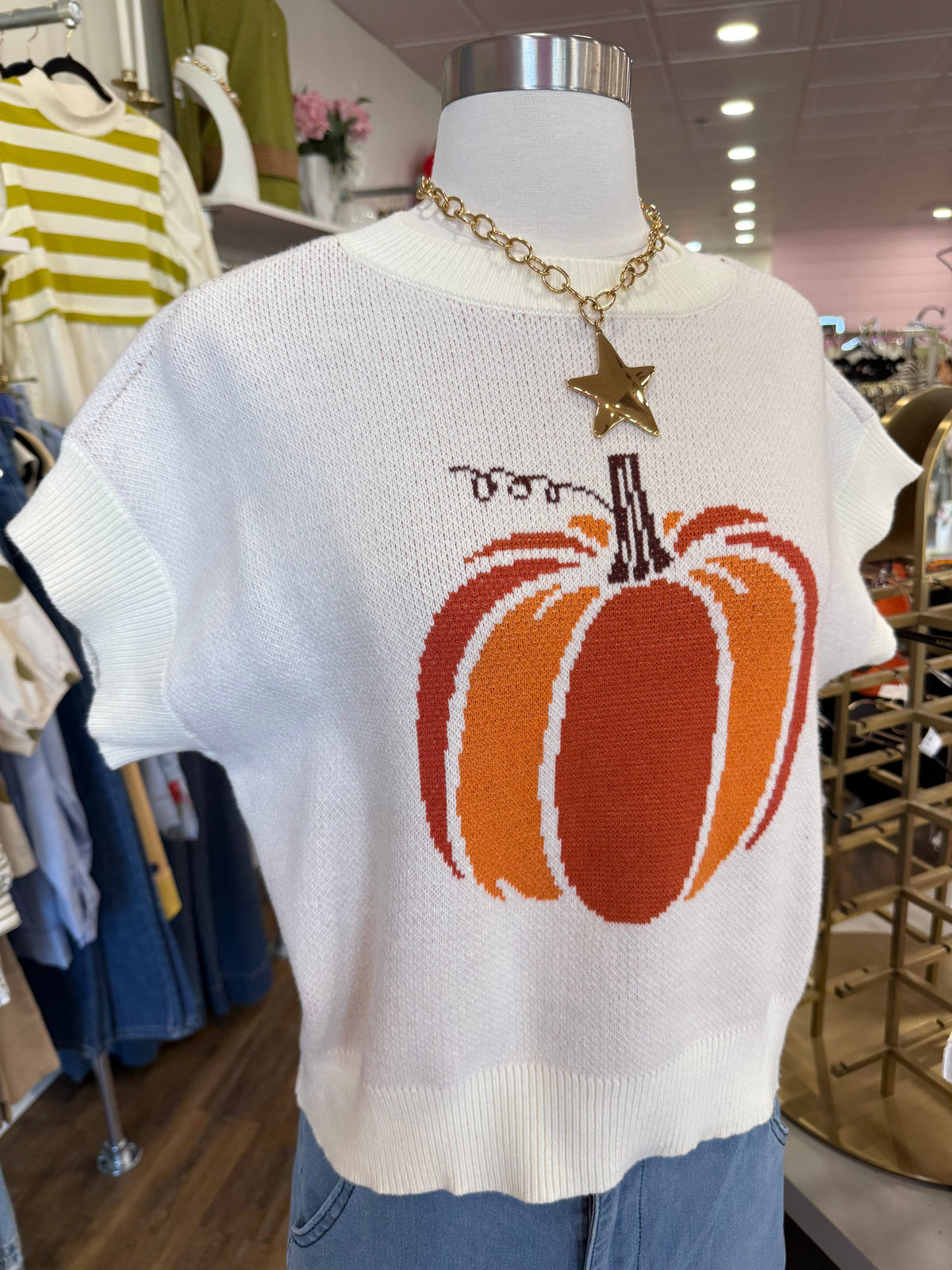 S+S- Cream Pumpkin Sweater Top