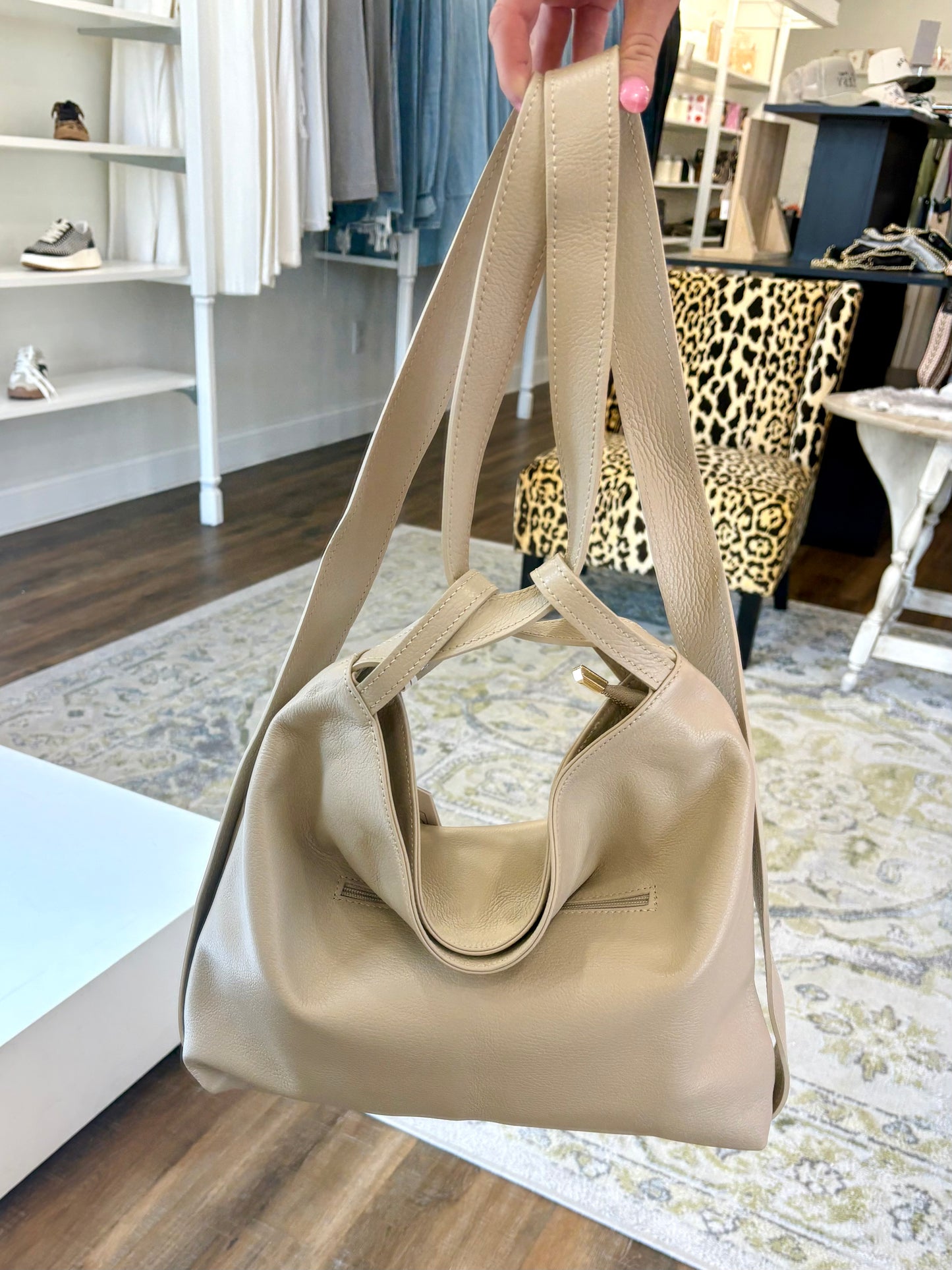 Leather Cross Backpack - Ivory