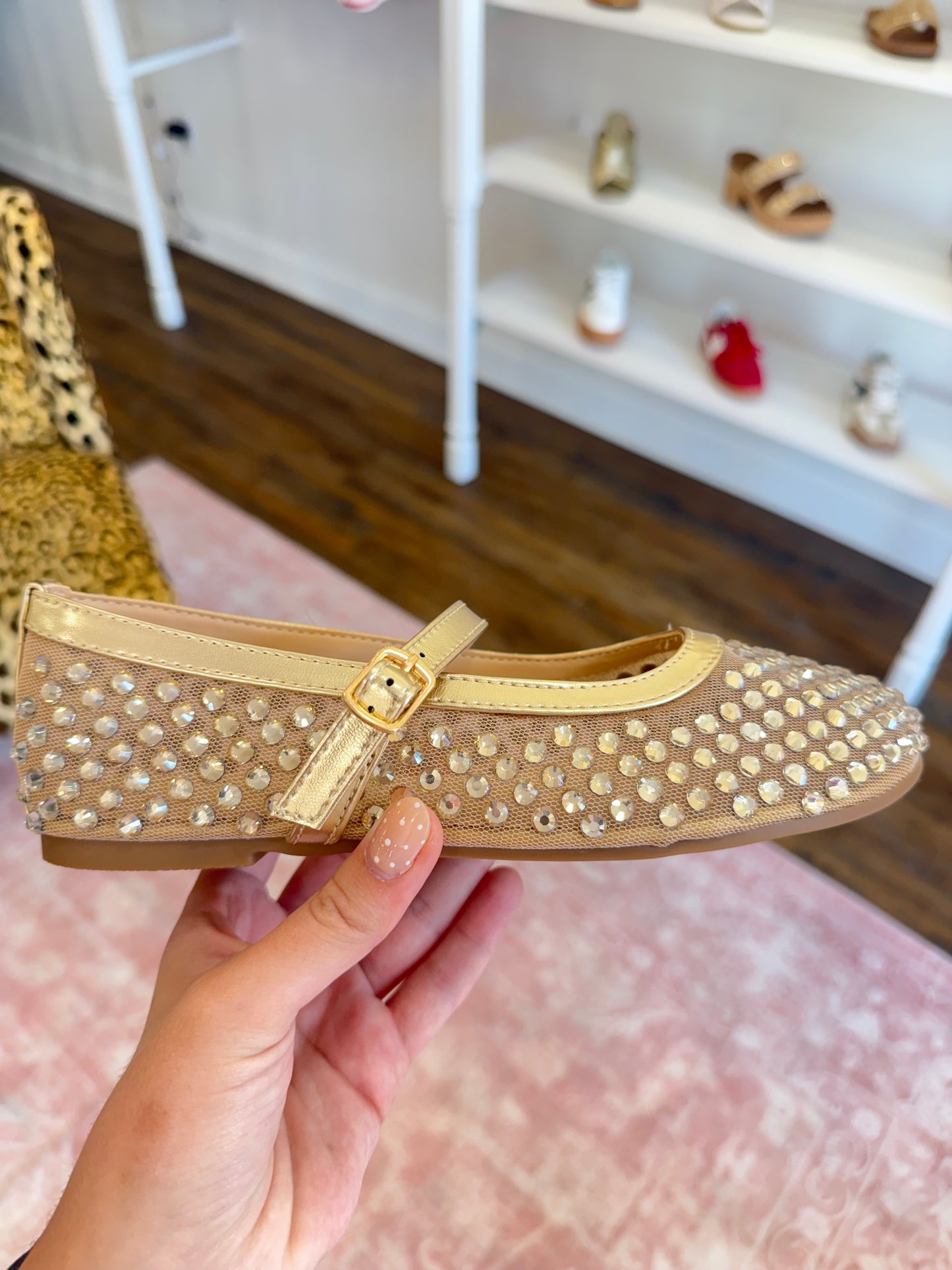 PD- Gold Rhinestone Flats