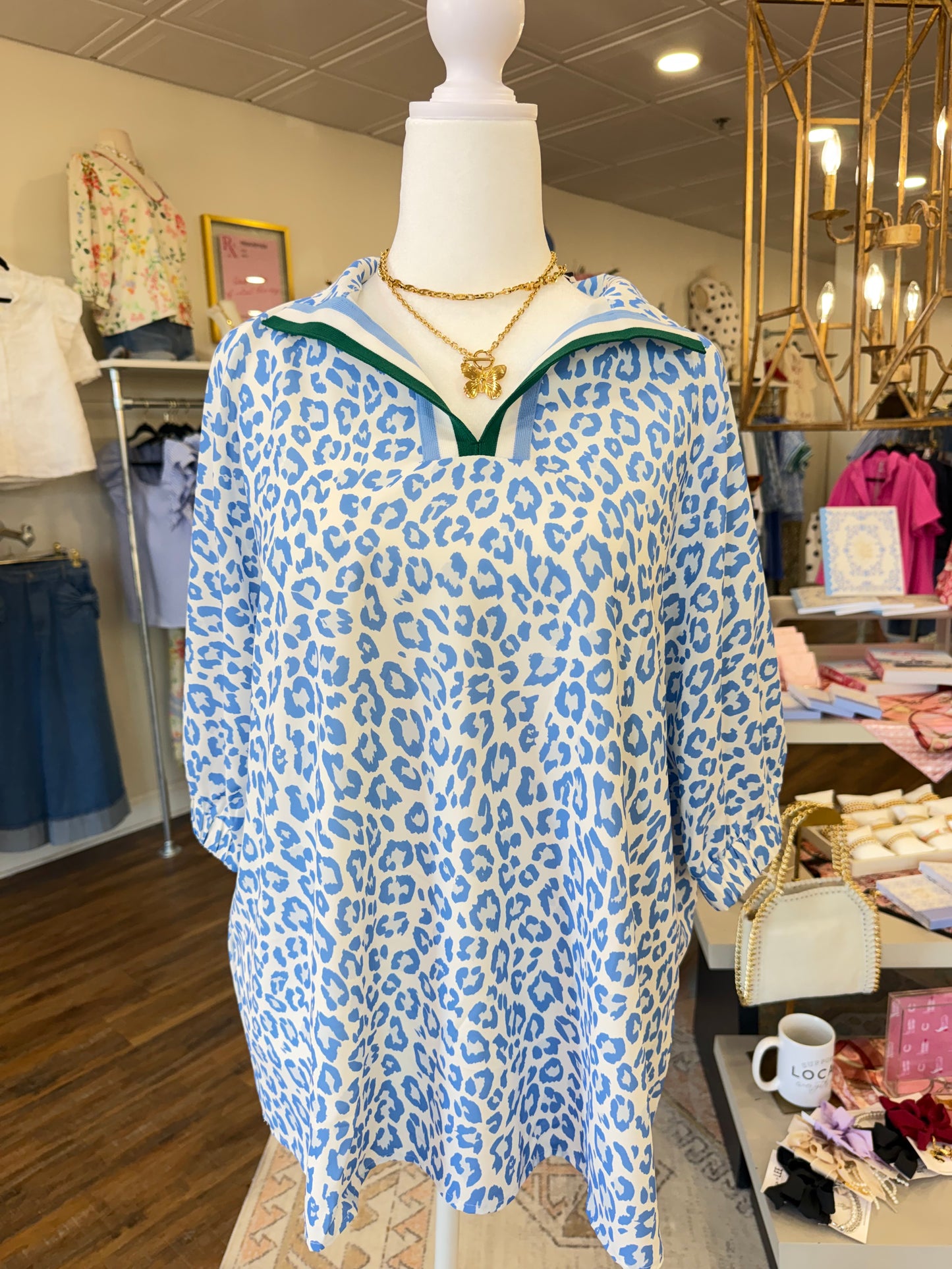 1W- Striped V Neckline Blue Lep