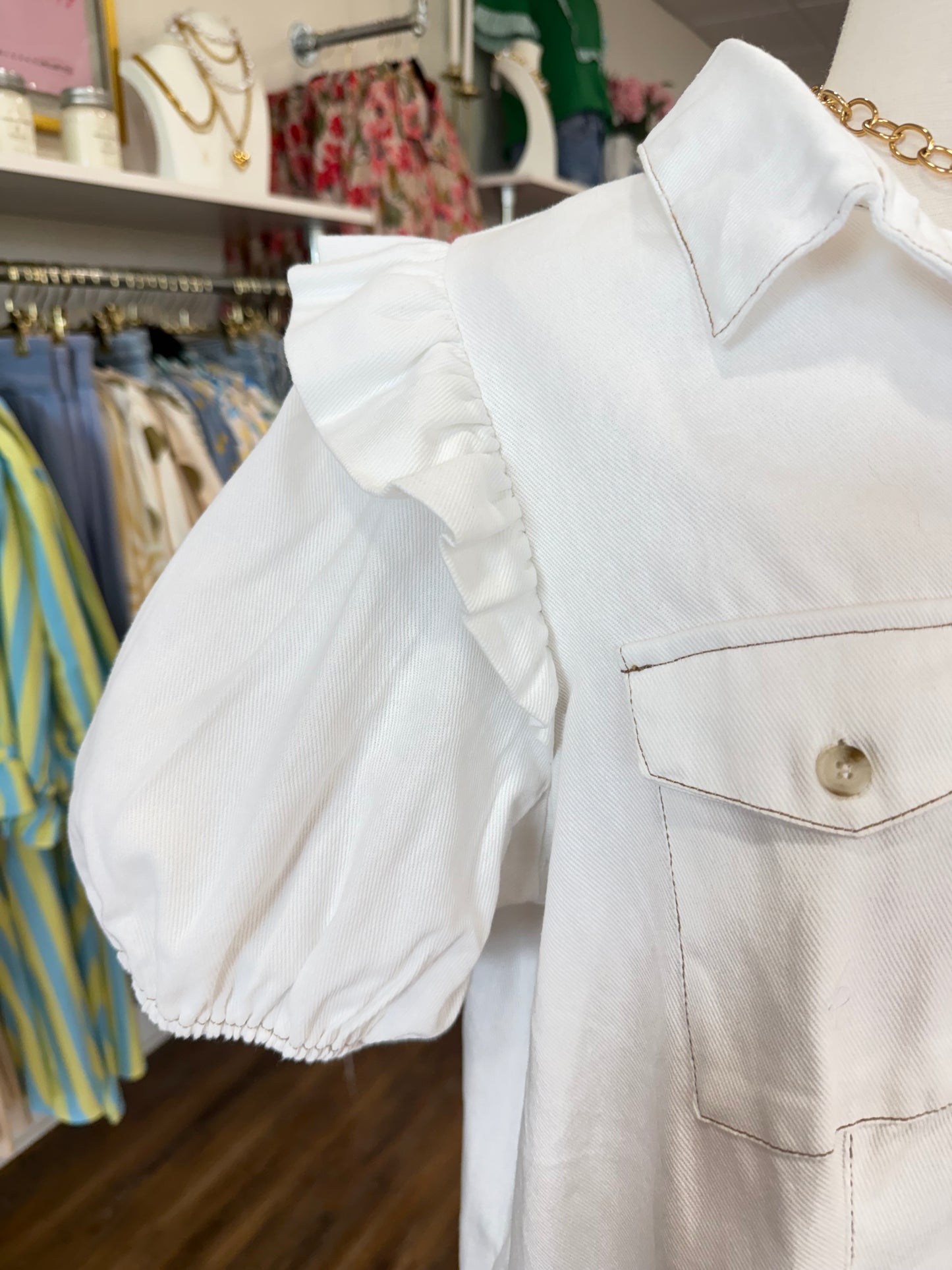 D+M- Off White Denim Dress