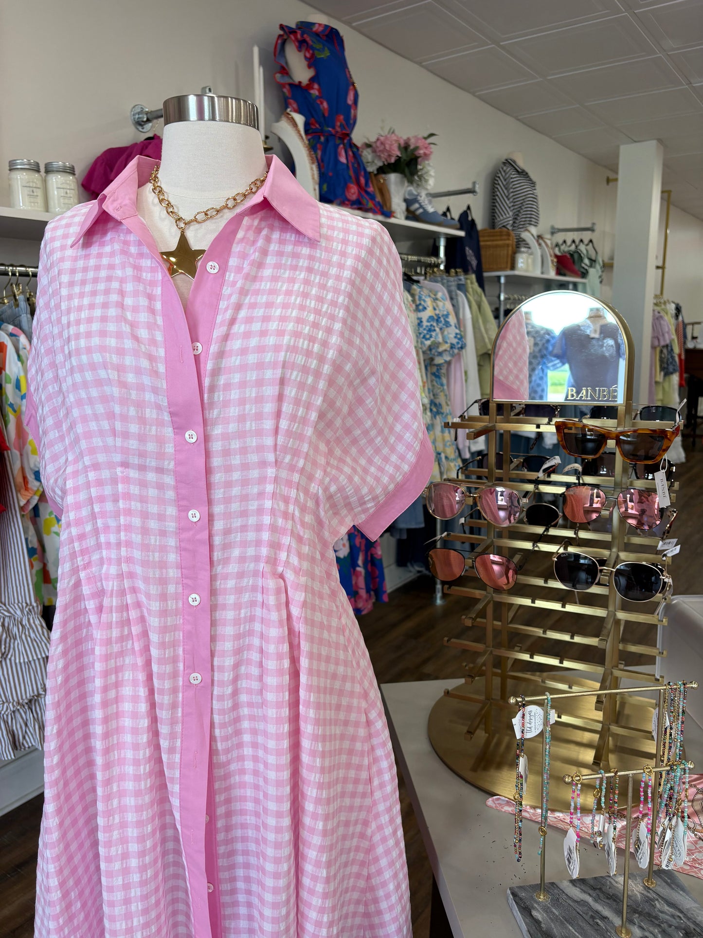 BR- Pink Checkered Midi Maxi