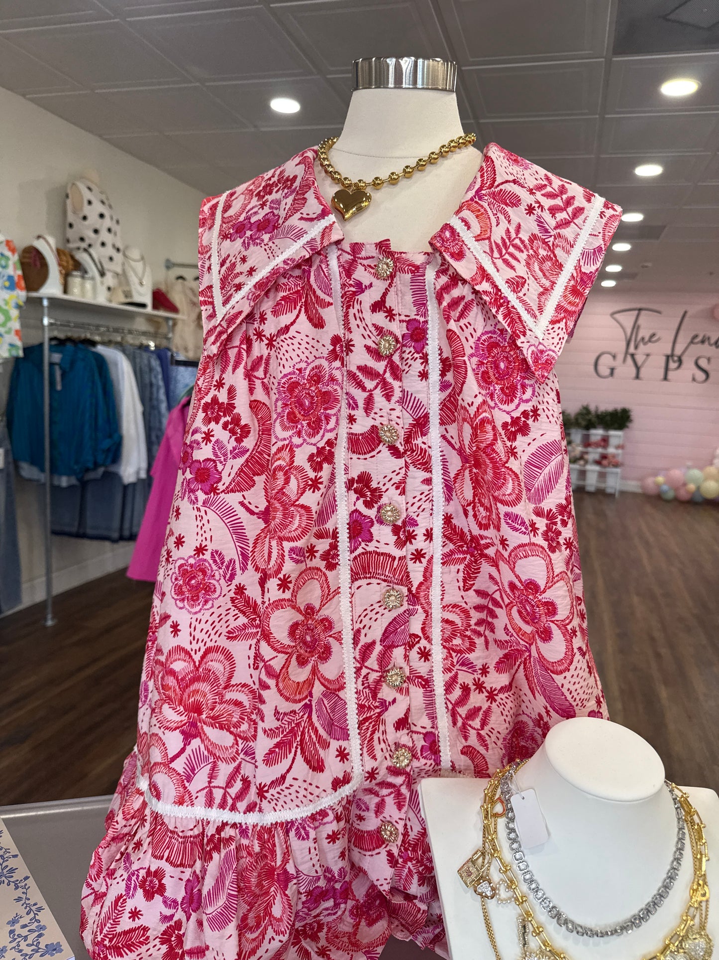 TCEC Floral Pink Sailor Collar