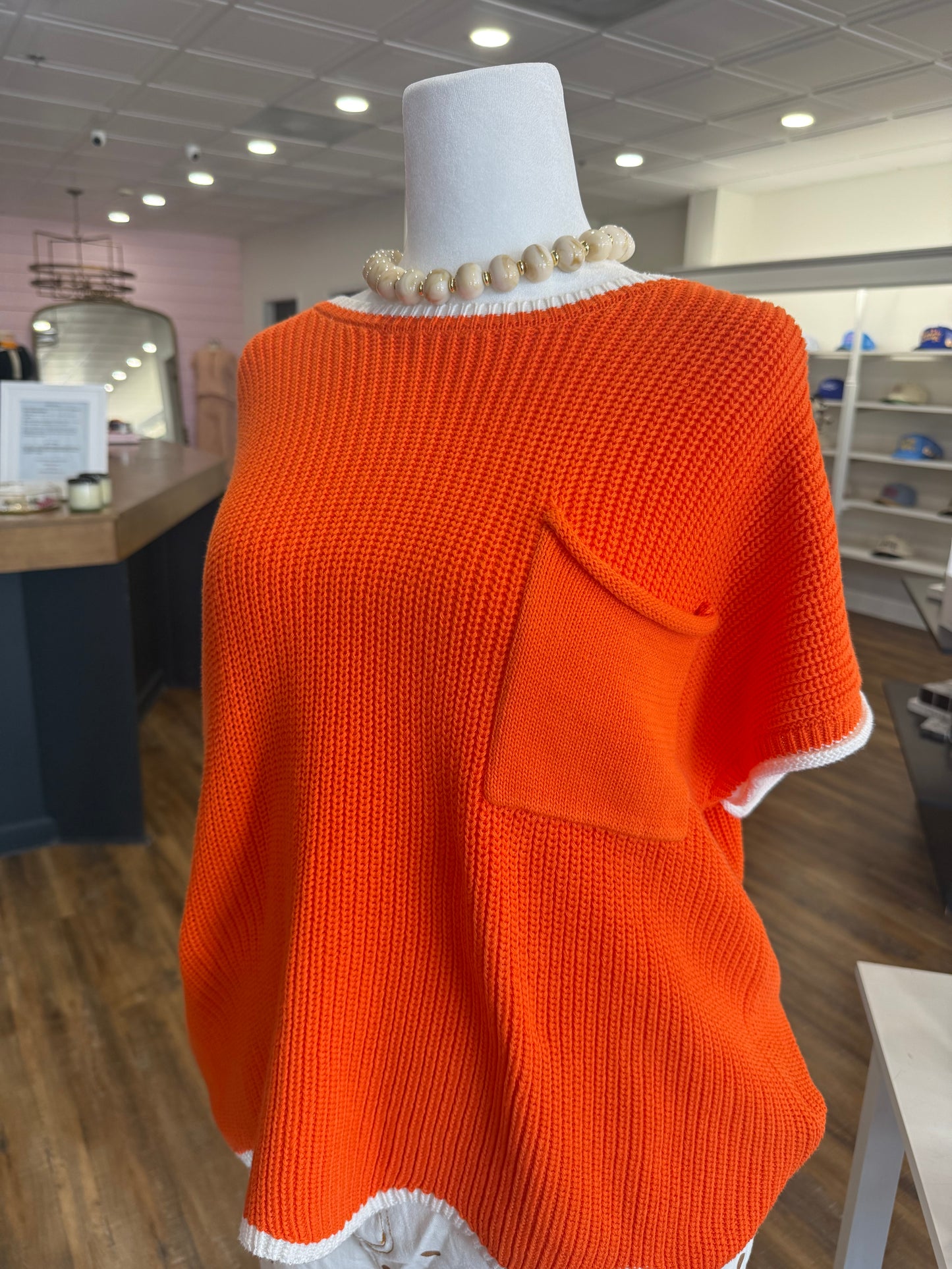 S+S- Plus Short Sleeve Scallop Sweater