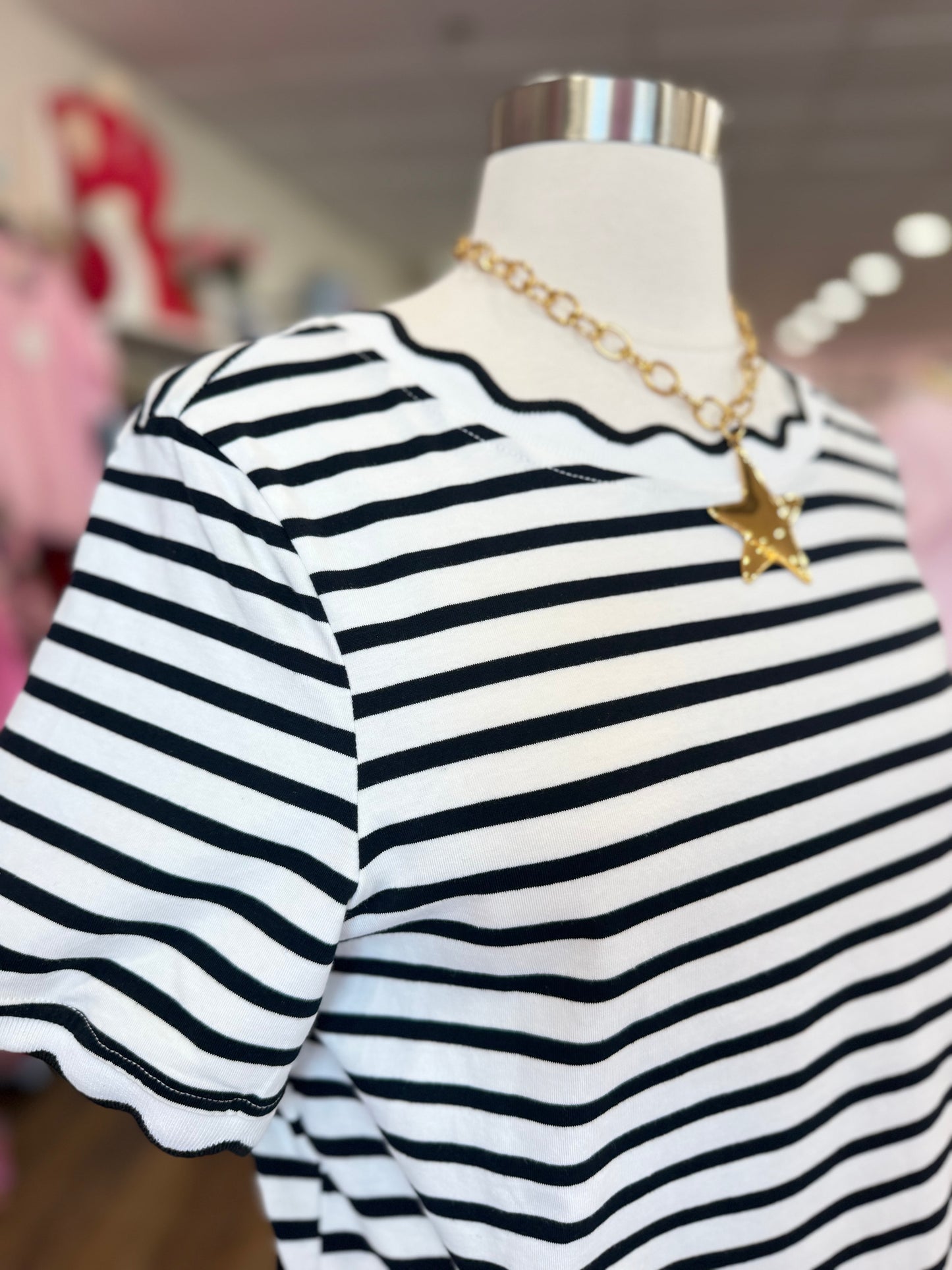 LDC- Black Striped & Scalloped Top