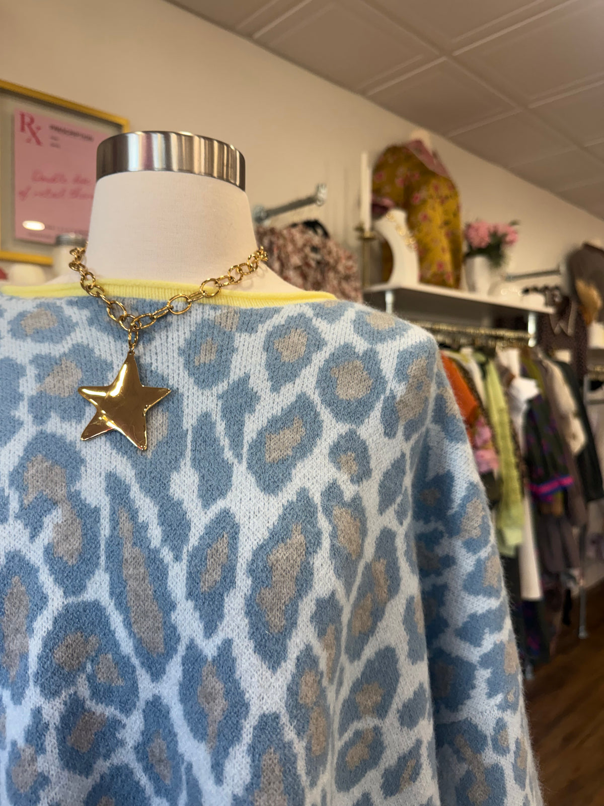 Bibi- Blue Leopard Sweater