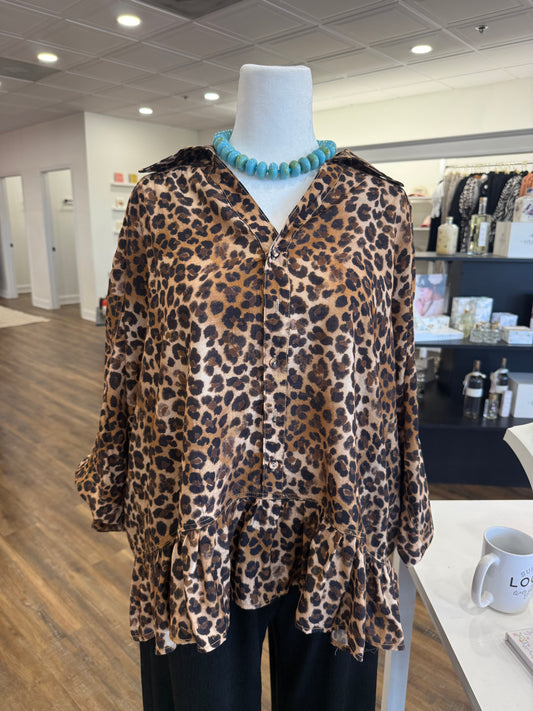 Umgee- Plus Latte Leopard Top