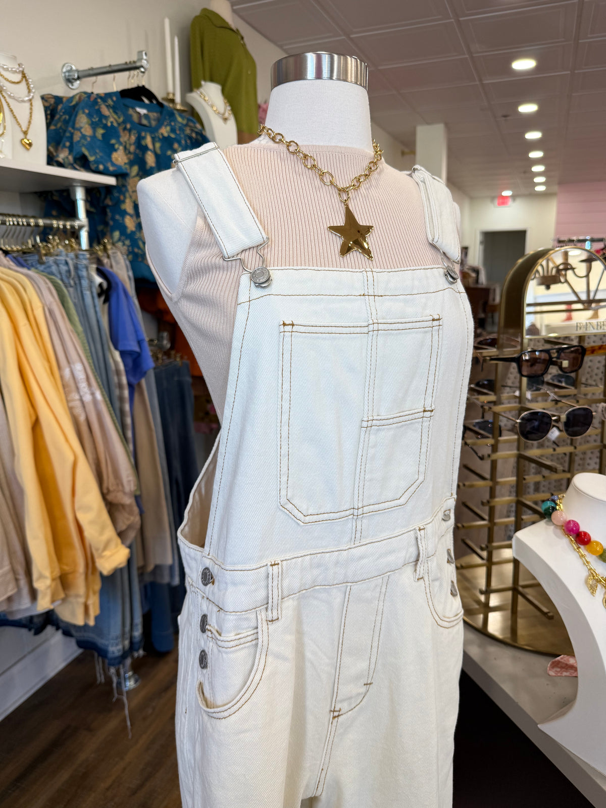 SL- Milk Denim Barrel Overalls