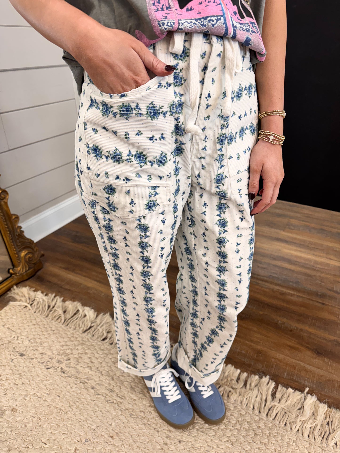 Penny Detail Pants - Blue