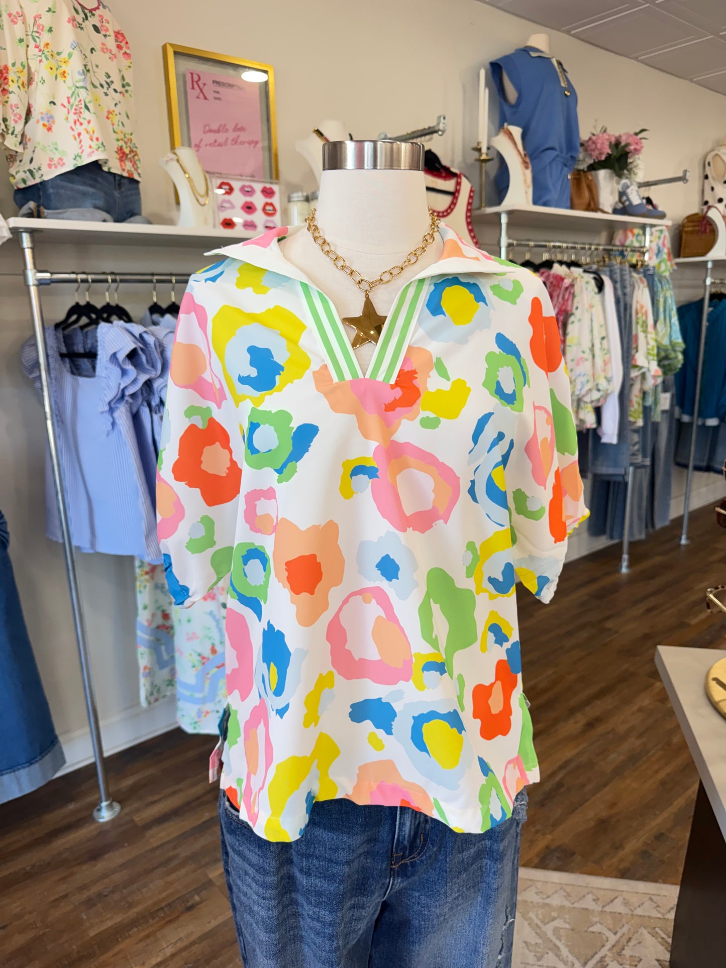 LDC Leopard Casual Neck Blouse