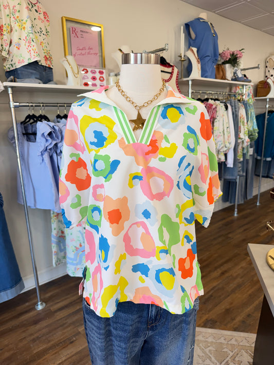 LDC Leopard Casual Neck Blouse
