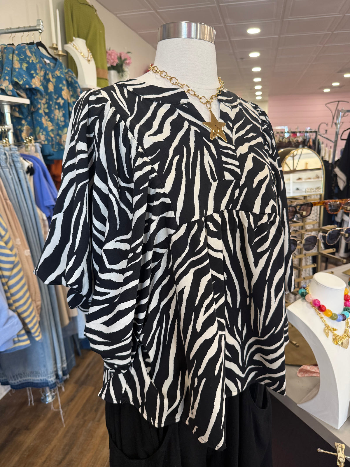 Oddi- Zebra V-neck Top