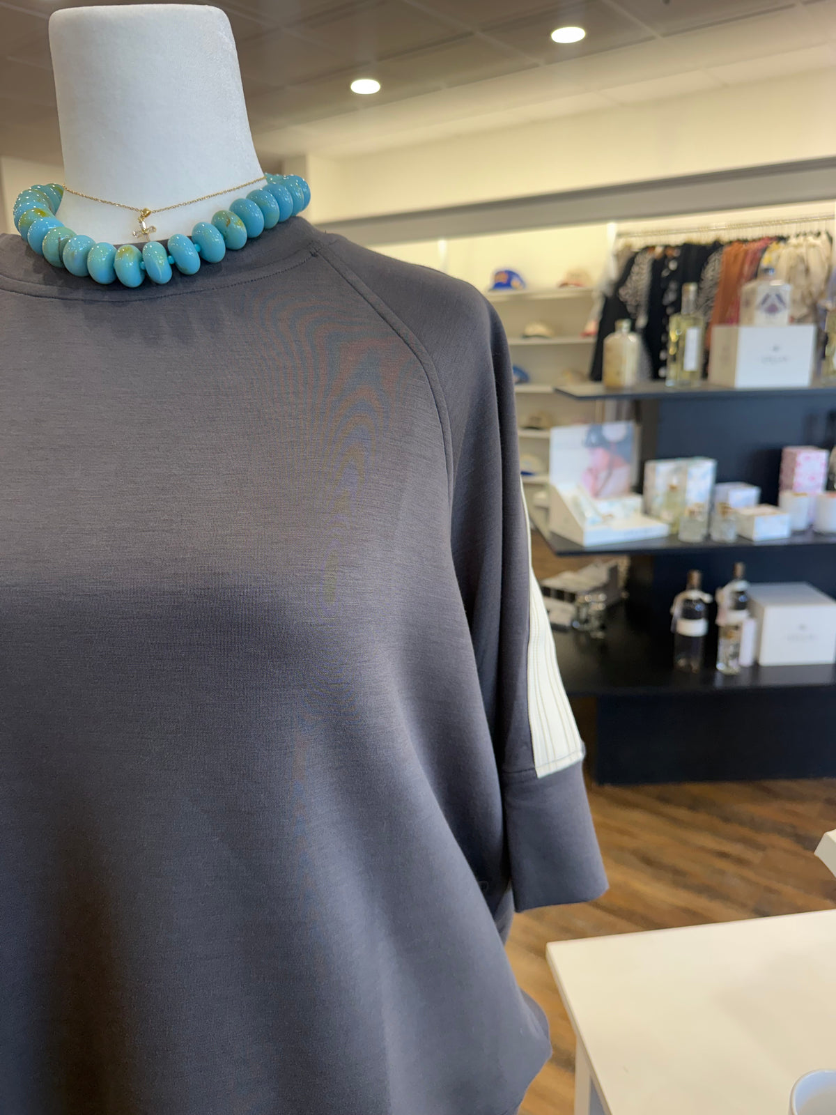 S+S- Plus Charcoal Scuba Contrast Top