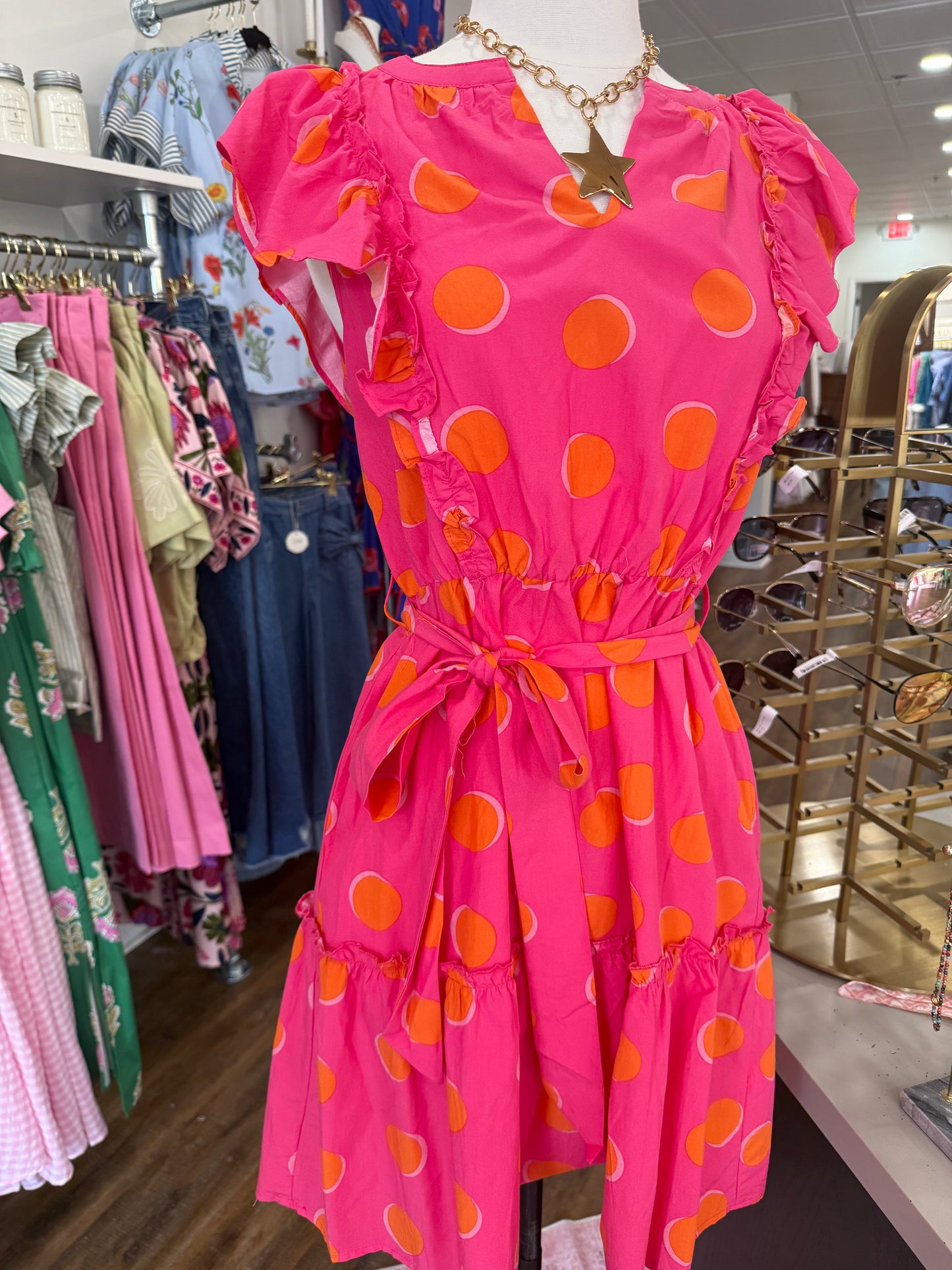 1W- Rose Polka Dot Dress