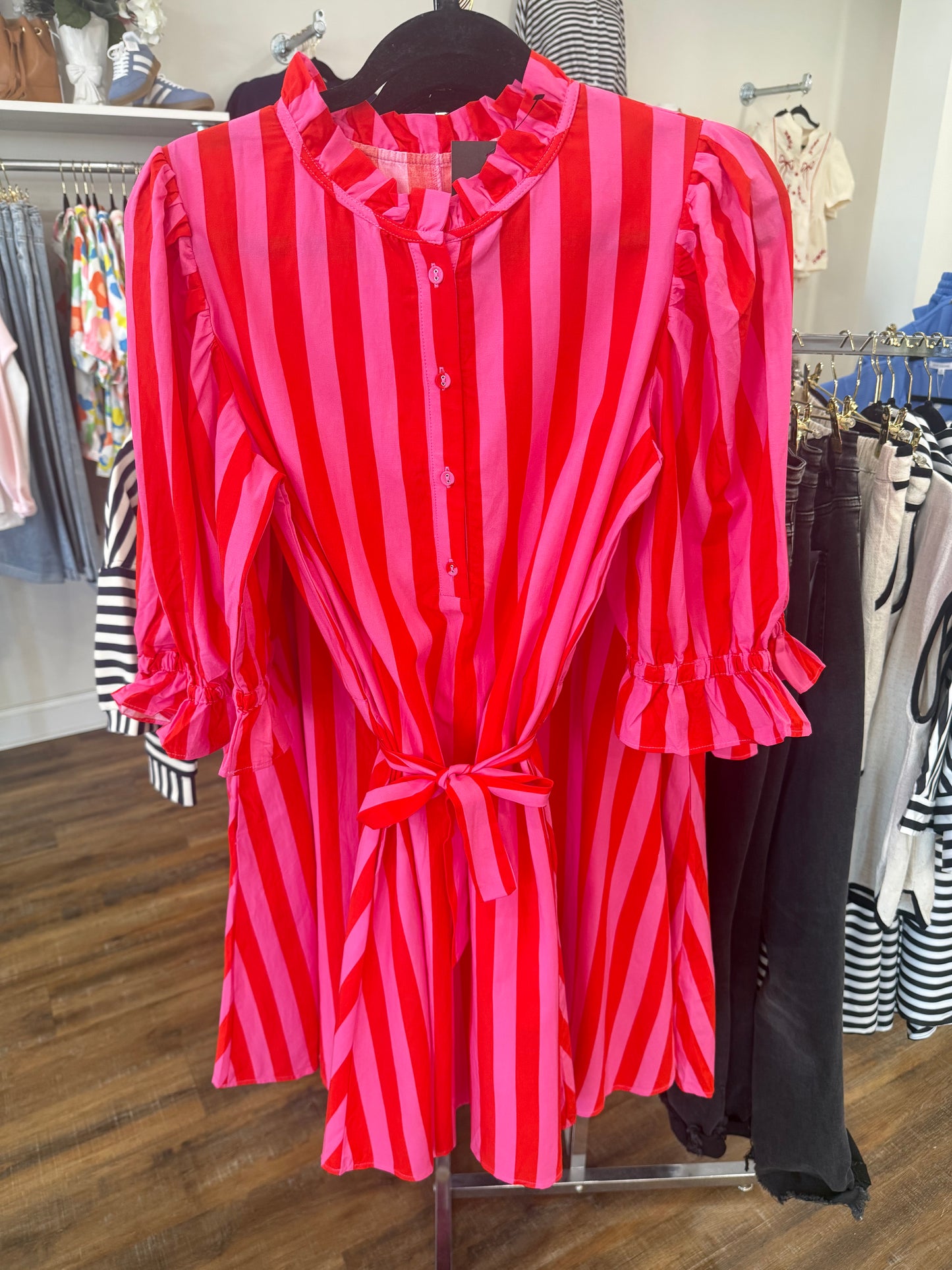 1W- Red Stripe Vibrant Dress