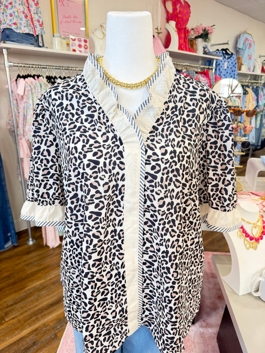 66 Disco- Plus Leopard Ruffle Top