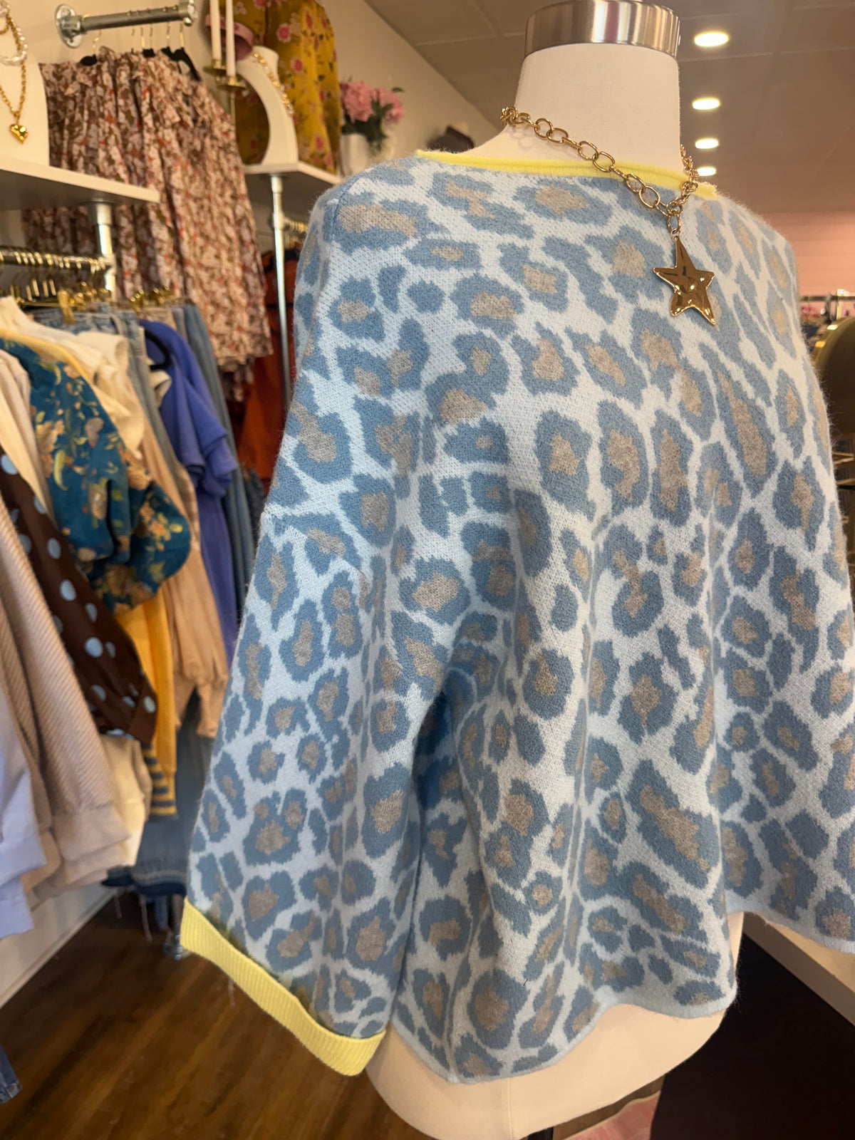 Bibi- Blue Leopard Sweater