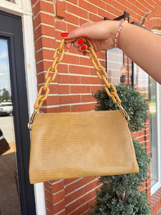 J&C- Tan Crossbody With Chain Strap