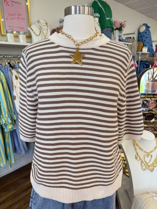 BP- Cream Textured Stripe Sweater