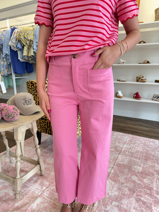 Glam- Pink Wide-Leg Pants
