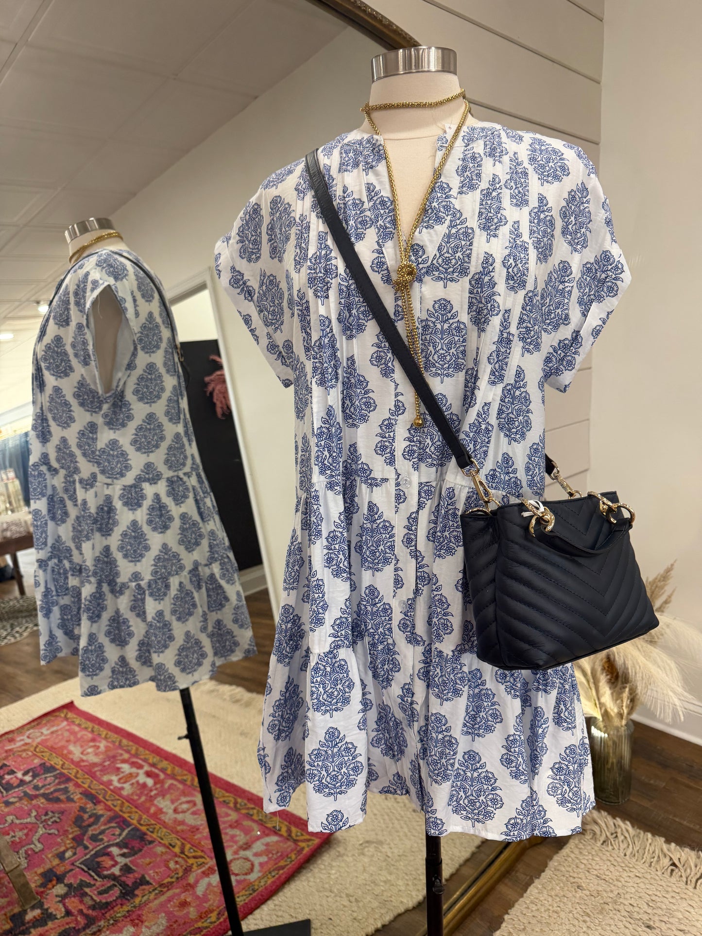 Tiered Blue Dress